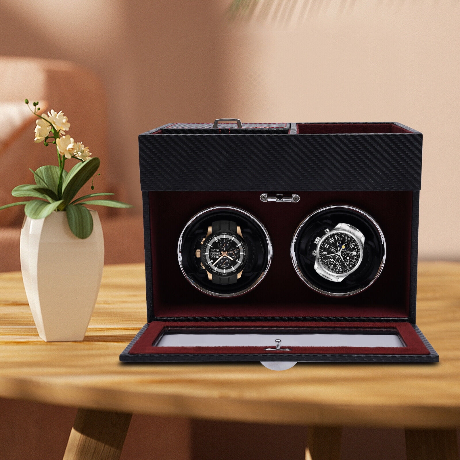 Watch Winder for 2 Automatic Watches LED Illumination Watch Display Box