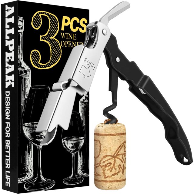 Bottle Opener Wine Opener Corkscrew - 3PCS Multi-Purpose Wine Bottle Opener, Corkscrew Wine Opener, Ouvre Bouteille de Vin, Bar & Wine Tools Corkscrews & Openers Bottle Openers - Black