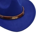 thumbnail image 3 of Staki Kids Western Hats Boys Girls Cowboy Felt Hat Jazz Cowgirl Hats with Belt Buckle(Blue,3-8 Years), 3 of 4
