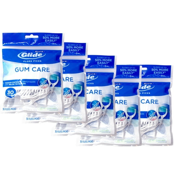 Oral-B Glide Gum Care Dental Floss Picks, Good for Back Teeth, 30 Ct - 5 Pack