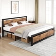 thumbnail image 3 of Kojooin Industrial Queen/King Size Bed Platform with Headboard No Box Spring Needed, Bed Frame, Industrial Queen Bed Platform with Headboard No Box Spring Needed, 3 of 8