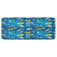 thumbnail image 1 of Space Kitchen Mat, Alien and Human Astronaut Space with Shooting Stars Moon and Earth Image, Plush Decorative Kitchen Mat with Non Slip Backing, 47" X 19", Blue Grey Yellow, by Ambesonne, 1 of 1