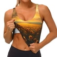 thumbnail image 4 of Haiem Sunflower Sunset Rainfall Pattern Womens Sports Bra - U Neck Padded Low Impact Yoga Bra Workout Crop Top Gym Moisture-Wicking Workout Vest -, 4 of 9