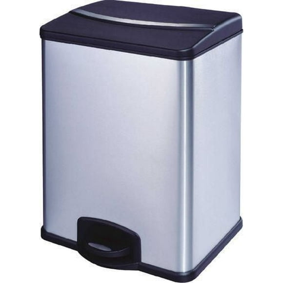 Hometrends 36 Litre Stainless Steel Garbage and Recycling Bin, Dual Compartment Garbage Can, Constructed with plastics liners for durability, Finger print resistant, Soft Close Lid