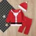 thumbnail image 2 of Odeerbi Infant Boys Girls Fall Winter Outfits Christmas Santa Claus Tops Pants Set Kids Christmas Cute Long Sleeve Santa Claus Hat Top Pants Suit Infant Clothes Red, 2 of 9