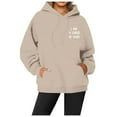 thumbnail image 5 of UJNDER Women's Fashionable Hooded Long Sleeve Printed Sweatshirt with Pockets and Matching Pants Set Pant Suits for Women Khaki M, 5 of 7