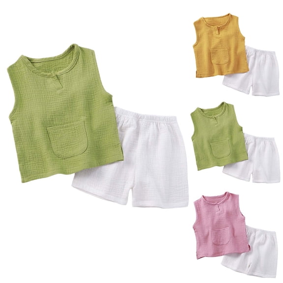 NAISIBABY Toddler Boys Girls Outfit Set 6T, Lightweight Cotton Tank Tops and Shorts 2-Piece Summer Casual Fashion Clothes Green