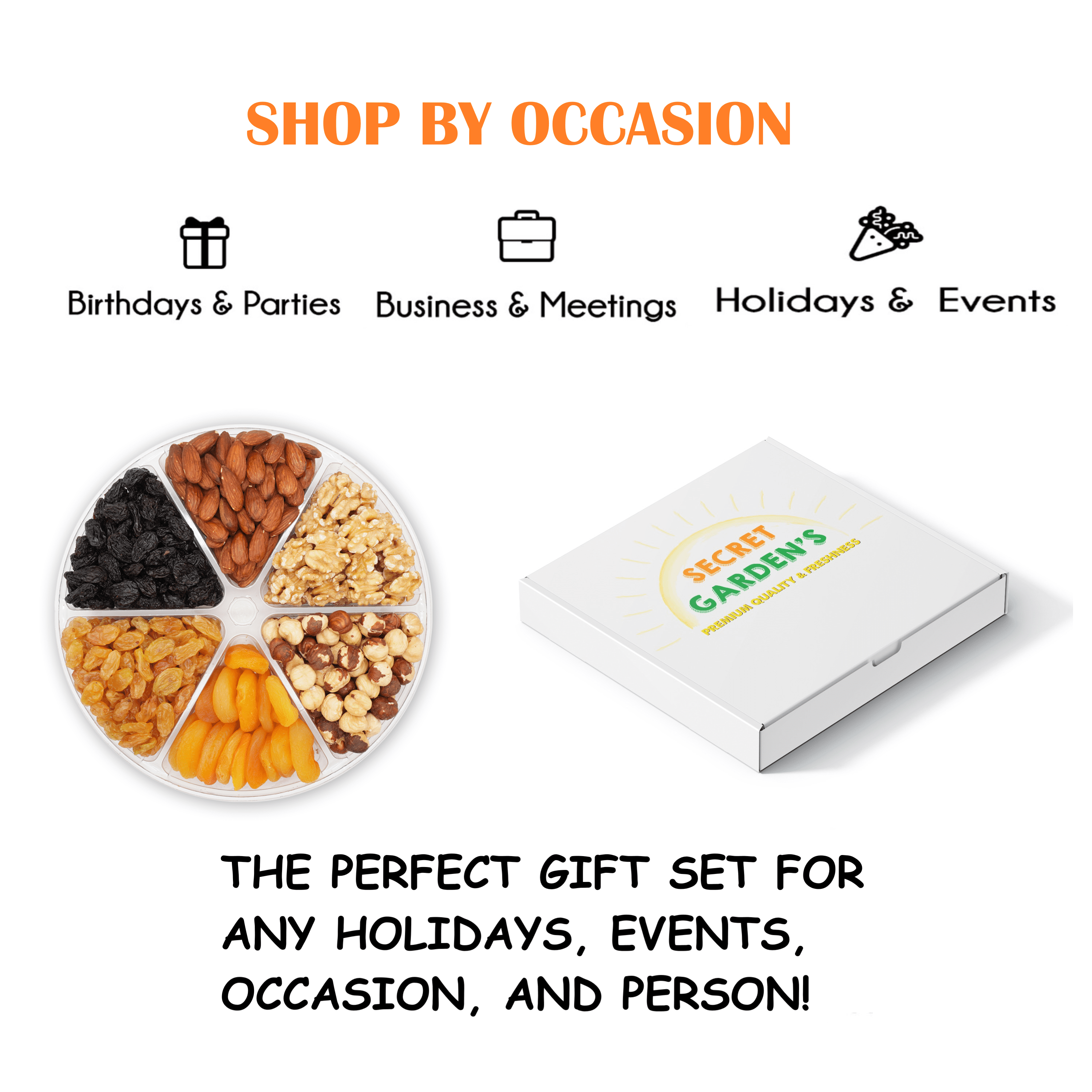 Dry Fruit and Nuts Basket, Customer Gift Box for Holiday, Gourmet, Birthday Mom, Secret Garden's