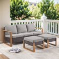 thumbnail image 2 of PARKWELL 3-Piece Outdoor Patio Sofa with 2 Cushioned Ottoman Seat Foot Rest,All-Weather Wicker Rattan Couch Conversation Seating Furniture Set,Gray, 2 of 10