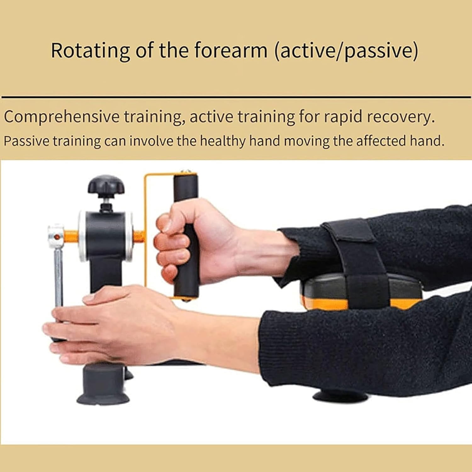 Arm Rotary Trainer, Wrist Elbow Joint Rehabilitation Training with 4 Suction Cups, Adjustable Resistance & Full-Angle Active/Passive Training, for Joint Stiffness and Mobility Improvement