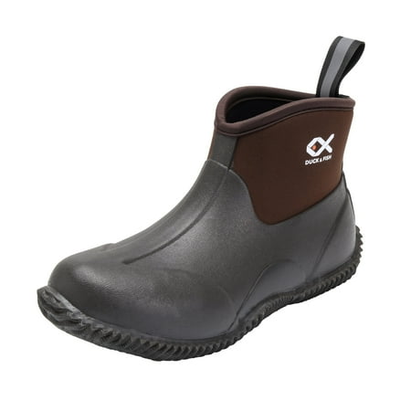 DUCK AND FISH Men s Waterproof Safety Boots Flat Heel Round Toe Brown Size 10
