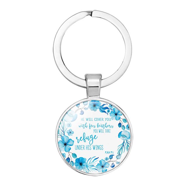 Accesorios Llavero colgante clásico con tema de flores y césped Llavero redondo