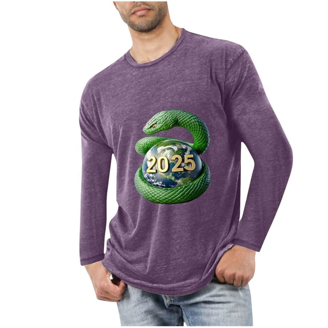 Styesk Chemises pour Hommes Sports Entraînement Physique Maison Noël Pyjamas Imprimés T-shirt Manches Longues Col Rond