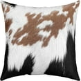 thumbnail image 3 of Pack of 4 Cowhide Decor Outdoor Throw Pillow Covers, Soft Cow Fur Western Farm Animal Square Cushion Case Set for Couch Sofa Living Room, Farmhouse Porch Pillows Cases Pillowcases, 16x16 Inches, 3 of 4