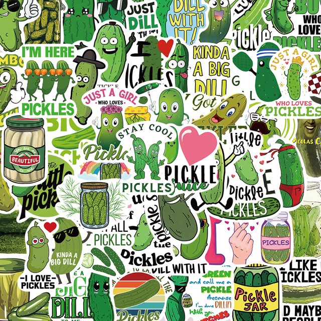 Paquete de pegatinas Funny Pickle, 50 unidades, impermeables, para álbum de recortes portátil
