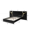 thumbnail image 2 of Luxury 3-Piece Modern Bedroom Set, California King Platform Bed with 2x Nightstand, High Gloss Finish, Black/Gold, 2 of 11