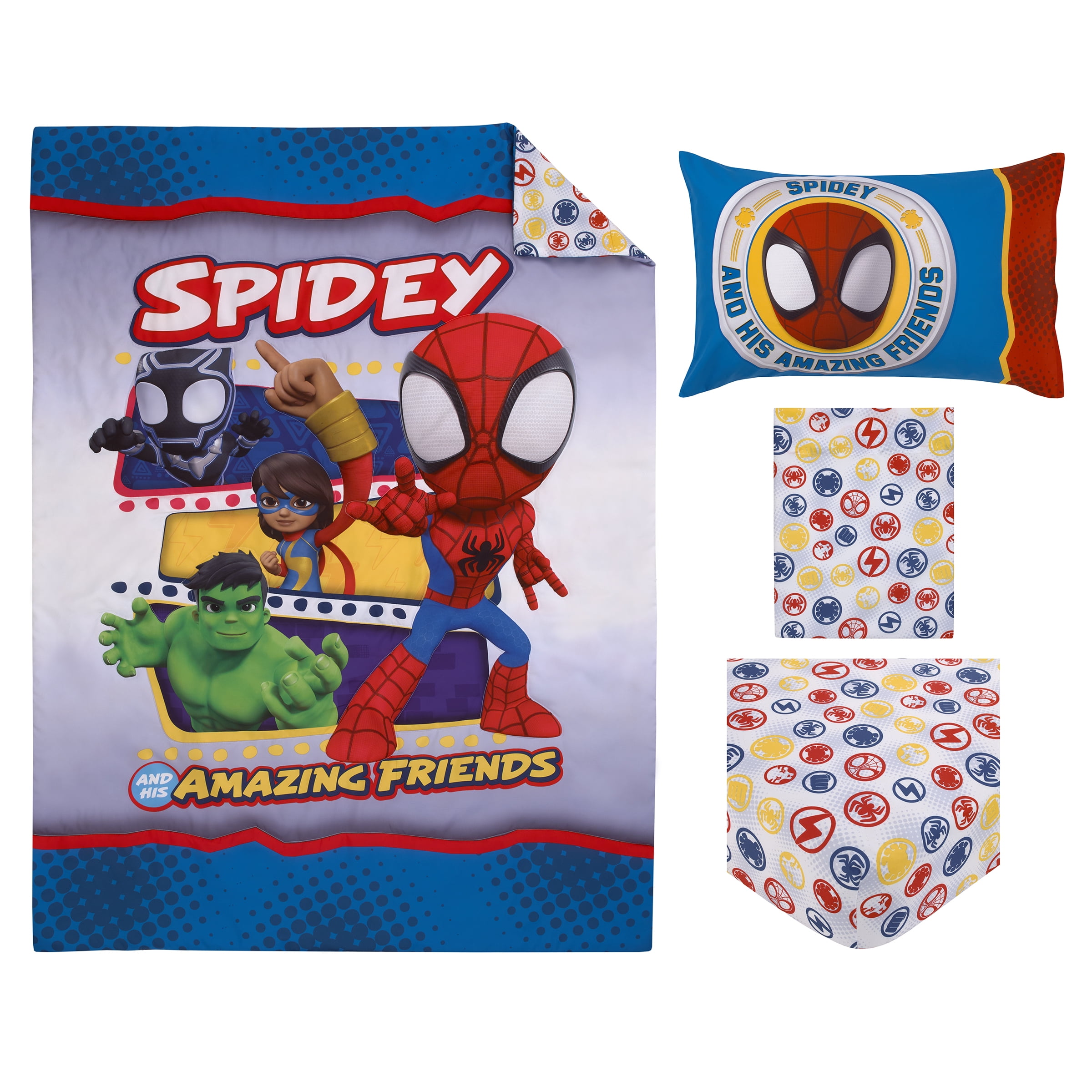 Marvel Spidey & His Amazing Friends Team Up! 4 Piece Toddler Bed Set
