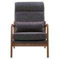 thumbnail image 4 of Modern Accent Armchair, Comfy Living Room Chair with Lumbar Pillow & High Back, Upholstered Single Sofa Reading Chair with Solid Wood Legs for Bedroom Living Room Office, Dark Grey, 4 of 8