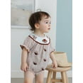 thumbnail image 6 of Rovasas Girl Striped Romper Short Sleeve Bow Rugby Embroidery Jumpsuit, 6 of 9