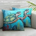 thumbnail image 3 of JRXY  Ocean Turtle Pillow Cover Sea Theme Decorative Pillow Case Super Soft Square Pillowcase Double-Sided Printing Cushion Cover for Sofa Couch Bedroom Bed Car White, 3 of 5