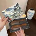 thumbnail image 3 of Walnut Wood Hair Comb Walnut Wood Comb Two Pack Wood Hair Comb Gift for Mum Sis, 3 of 4