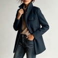 thumbnail image 3 of Jovrlynd Womens Trench Coat Winter Stand Collar Button Down Long Wool Overcoats with Pockets, S-3XL, 3 of 9