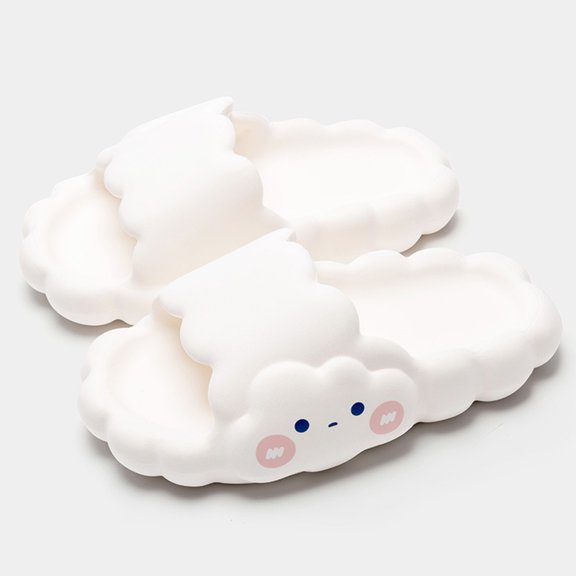 COSMOBETTY Slipper White PVC Indoor and Outdoor Slippers for Home Hotel Bathroom 1 Pair