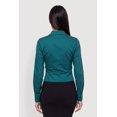 thumbnail image 4 of Women's Poplin Ruched Side Button Front Shirt, 4 of 4