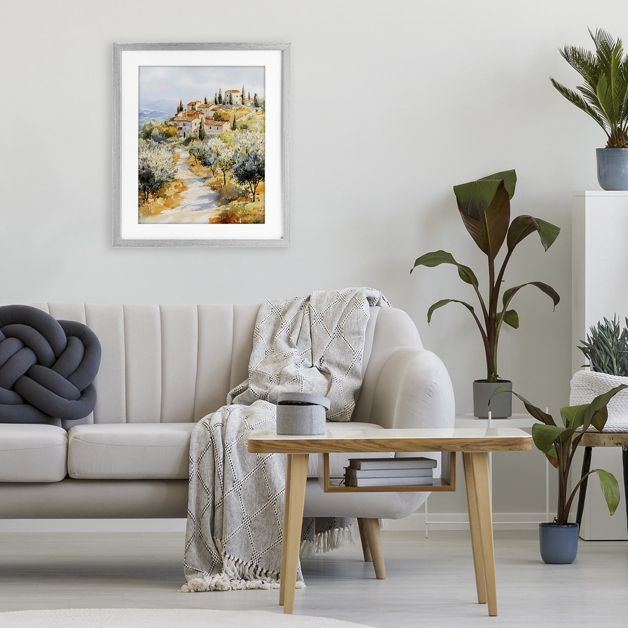 Stupell Industries Tuscan Hilltop Village View Gray Framed Print Under Glass, design by LSR Design Studio