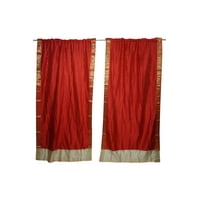 Mogul 2 Indian Silk Sari Curtain Drape Panel Window Treatment Brocade Border Rod Pocket Handmade Bedroom Living Room Dining Room Studio Décor 84 inch