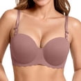 thumbnail image 2 of Byworldtasic Women's Convertible Strapless Bra Breathable Mesh Padded Push‑Up Bra Scalloped Edge Everyday Bra, 2 of 9
