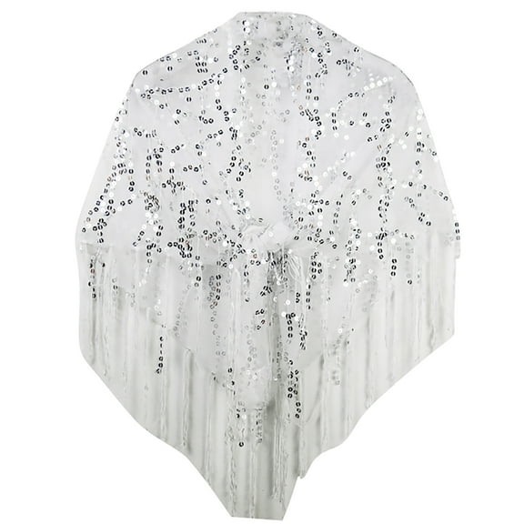 Sequin Fringe Sheer Meshtriangle Wrap Shawlcoverup Shrug Shawl For Wedding Birthday Evening Party Dresses