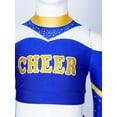 thumbnail image 4 of Kaerm Girls Cheerleading Uniform Long Sleeve Crop Tops+Sequin Tulle Tutu Skirt Leotard 2 Piece Dance Sets Blue 16, 4 of 7