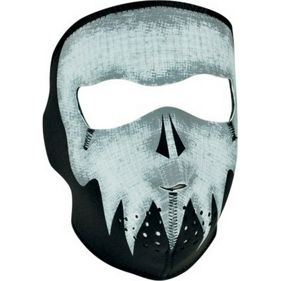 Zan Headgear Full Face Mask Gray Skull Glow in the Dark (OSFM, Black Gray Skull Glow in the Dark)