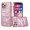 NY on Pink, variant on For Iphone 13 6.1 Embroidery Bling Glitter Chrome Hybrid Case Cover - Ny On Pink