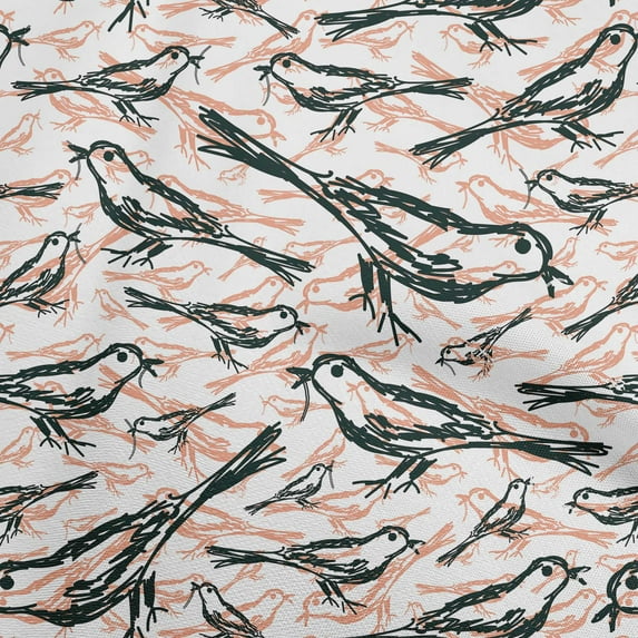 oneOone Velvet Dark Teal Green Fabric Bird Diy Clothing Quilting Fabric Print Fabric By Yard 58 Inch Wide
