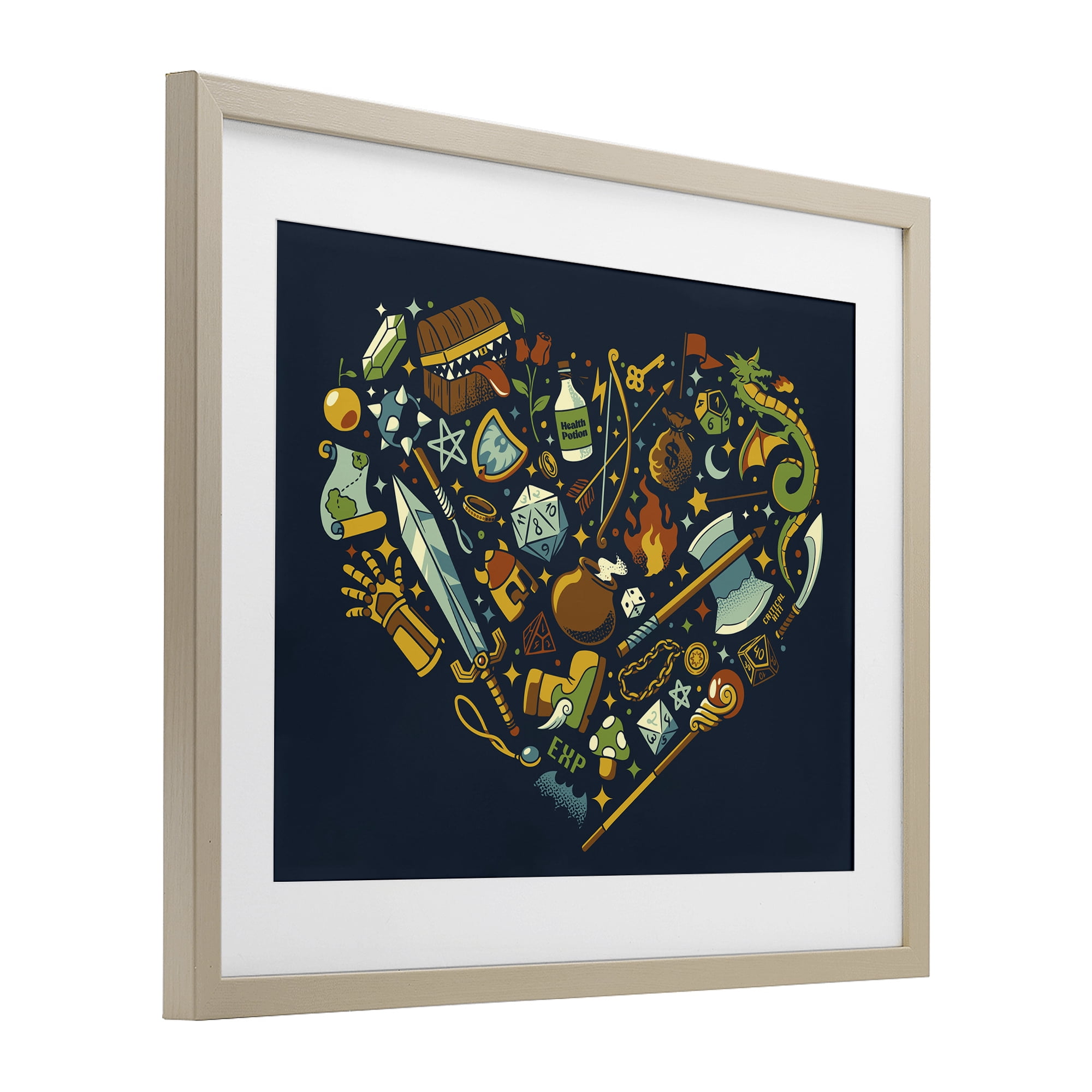 Stupell Industries Board Game RPG Trinkets Birch Framed Print Under Glass, design by Tobe Fonseca