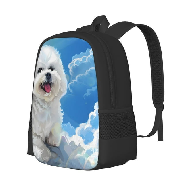 Bingfone Cute Cloud Bichon Frise for Simple Large Capacity Backpack, Adjustable Strap Backpack Travel Bag Sports Bag, Unisex