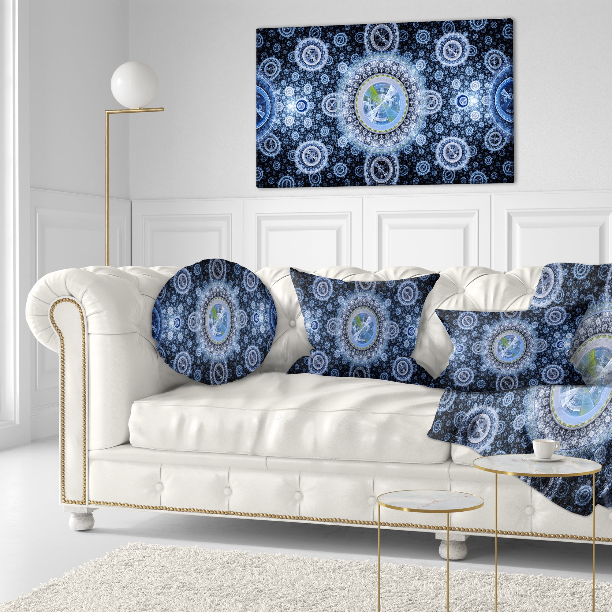 Designart Clear Blue Psychedelic Relaxing Art - Abstract Throw Pillow - 12x20
