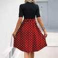 thumbnail image 4 of SMihono Womens Summer Dresses 2025 Casual Short Sleeve Sundress Beach Vacation Polka Dot Print Splicing Short Dresses Red L, 4 of 6