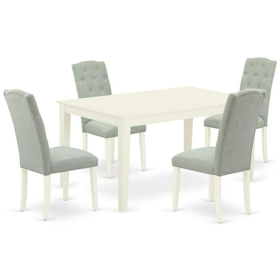 East West Furniture Dining Room Set Linen White, CACE5-LWH-15