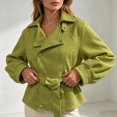thumbnail image 6 of Enjoytime Cropped Jackets for Women Long Sleeve Notch Lapel Belted Short Trench Coat Fall Fashion Trendy Work Casual Outerwear, 6 of 7