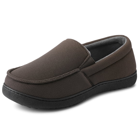 MIXYOS Mens Slippers Comfy Memory Foam Slip on House Slippers Indoor Outdoor Moccasins for Men Brown 11