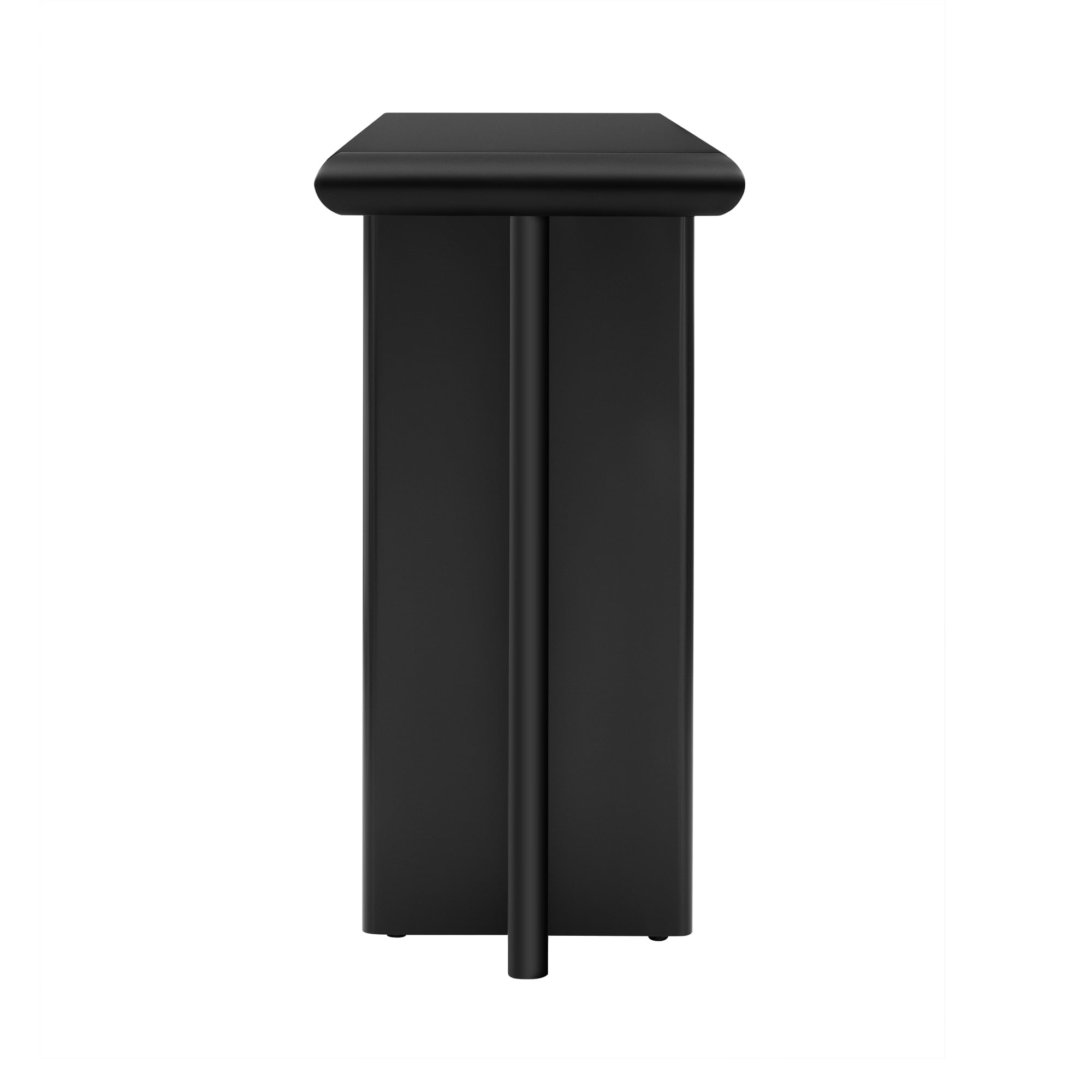 EUROCO 59" Long Console Table with L-Shaped Legs,Wood Sofa Table Behind Couch,Narrow Entryway Accent Table for Living Room, Hallway, Entrance, Foyer,Black