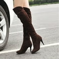 thumbnail image 5 of KIJBLAE Women's Over The Knee Boots High Heel Faux Leather Pointed Toe Stilettos Chunky Heel Thigh High Boots Winter Booties Matte brown 43, 5 of 7