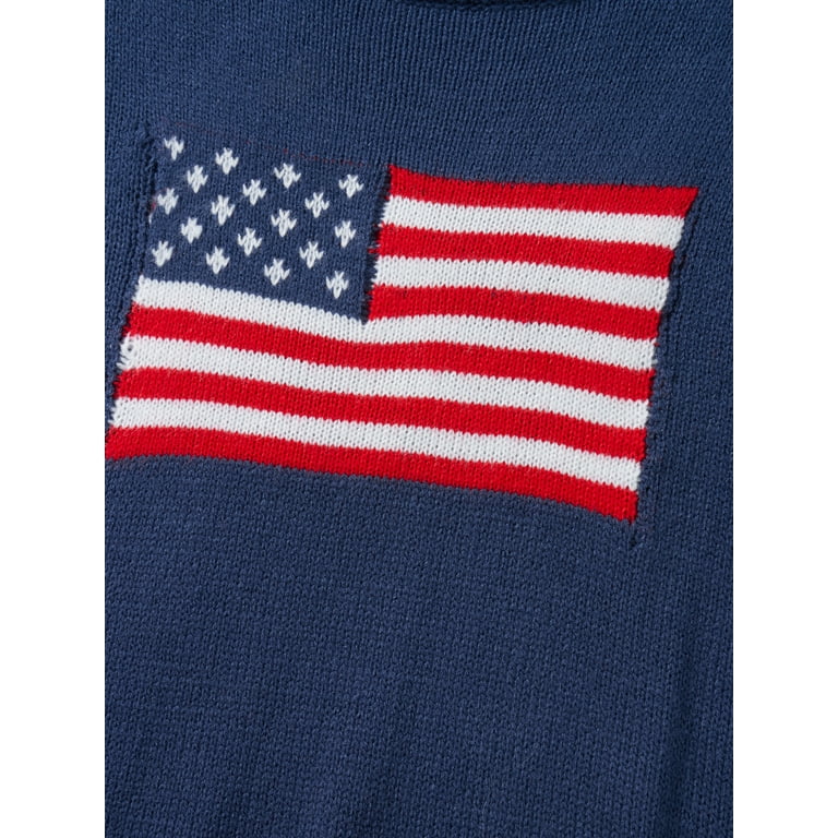 Wassery Women's Junior Sweater Long Sleeve Crew Neck American Flag Print Knit  Pullover Loose Fit Pullover Jumper Tops for Women 