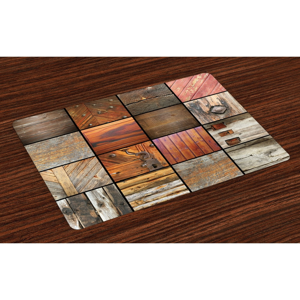 Antique Placemats Set of 4 Collection of Different Wooden Architecture