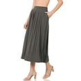 thumbnail image 3 of Niobe Clothing Womens Mid Calf Pleated Midi Swing Skirt High Waist A-Line, 3 of 7