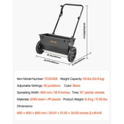 VEVOR Walk-Behind Push Spreader, 50LBS Capacity, Drop Spreader with Hopper Grate, 18 in Spreading Width & 30 Settings, 10 in All Terrain Tires, Garden & Lawn Spreaders for Seed, Fertilizer, Salt