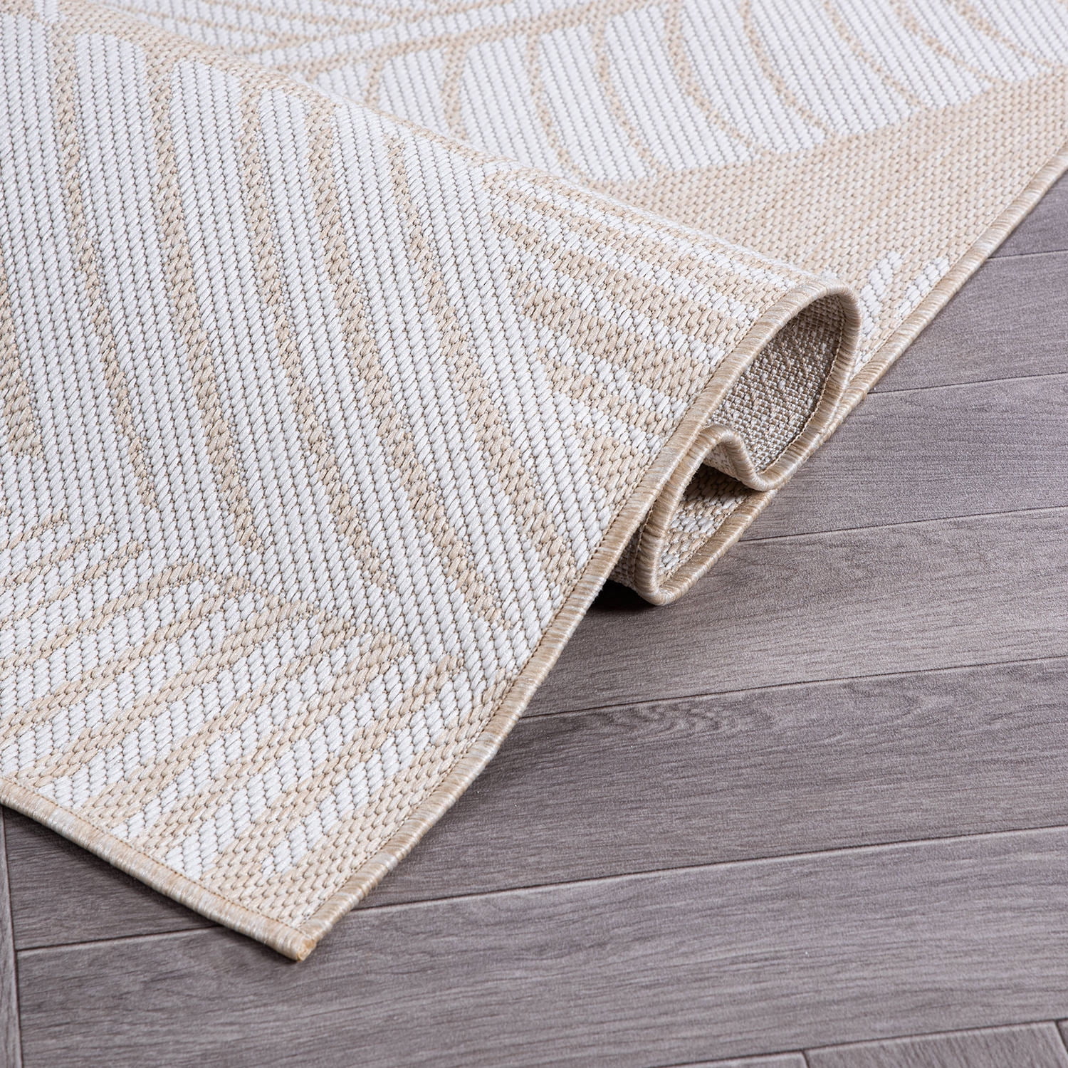World Rug Gallery Distressed Palm Leaves Textured Flat Weave Indoor/Outdoor Area Rug - NATURAL 7'10"X10'